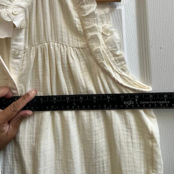 J Crew Factory New Cotton Ivory Gauze Ruffle Trim Sleeveless Top Medium - Picture 12 of 14